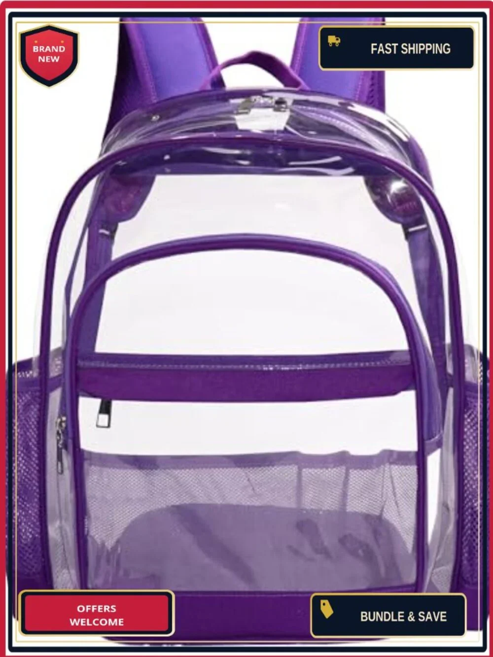 Heavy Duty Clear Backpack See Through School Travel Security PVC